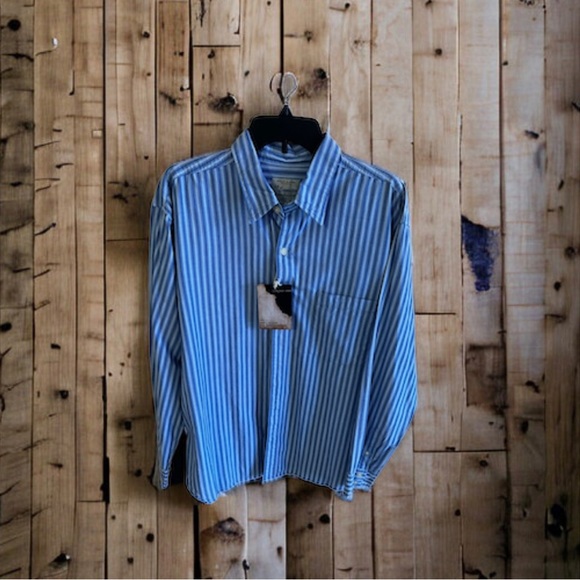 US Expedition Size Large Striped Cotton Long Sleeve Button Up Shirt Nwt - Picture 3 of 16